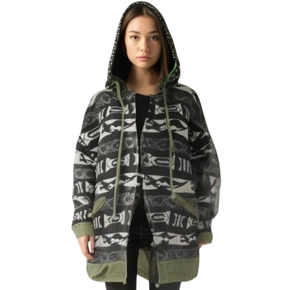 Sloane Rouge Women’s Hooded Jacket Aztec Tribal Print Size M Boho